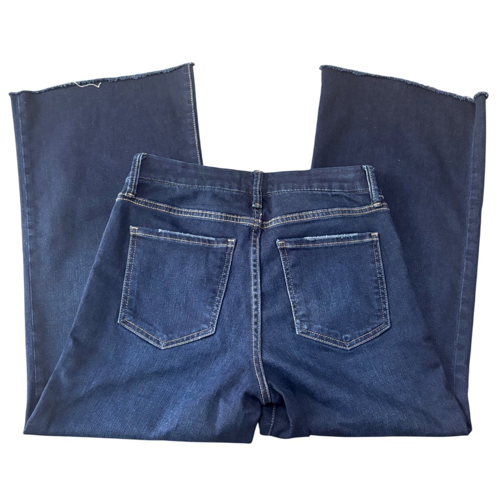 KUT From The Kloth Meg Fab Ab Wide Leg Jeans Womens 2 Dark Wash Raw Hem